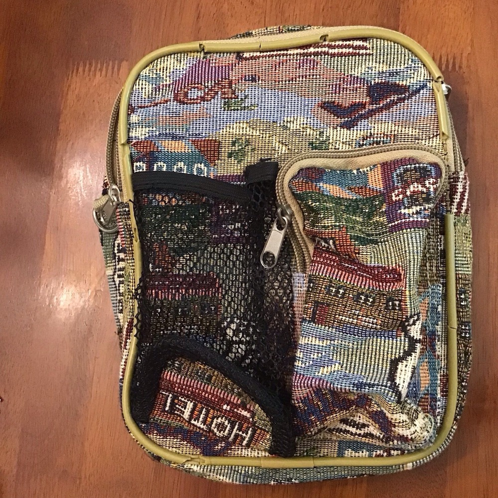 Karriage Mate ROUTE 66 Tapestry Travel Strapped Multi-Pocket Crossbody Bag